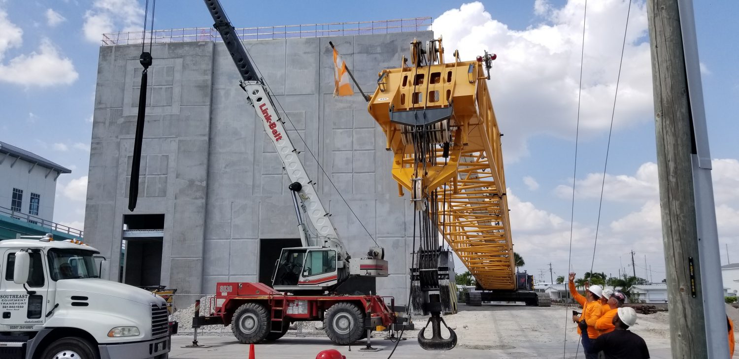 Construction site with concrete walls.